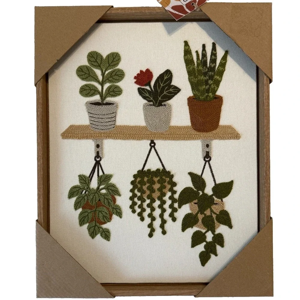 New BP Home Textile Embroidery Woven Wall Art Houseplant Decor 12
